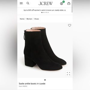 Jcrew Sadie ankle boots in suede black- 2 1/2" (65mm) heel.